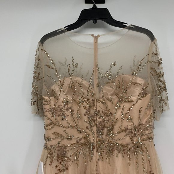 Mac Duggal Dress 79317 Champagne Embellished Illusion Gown NWT - Picture 11 of 16